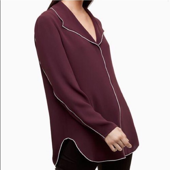 Aritzia Babaton Rena Maroon Long Sleeve Blouse Top Dress Work Career Wear sz XS - Picture 1 of 9